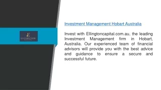 Investment Management Hobart Australia  Ellingtoncapital.com.au