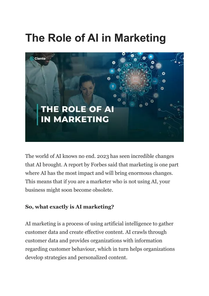 the role of ai in marketing