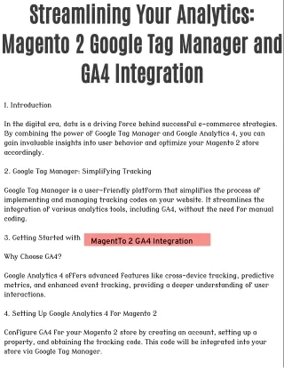 Streamlining Your Analytics: Magento 2 Google Tag Manager and GA4 Integration