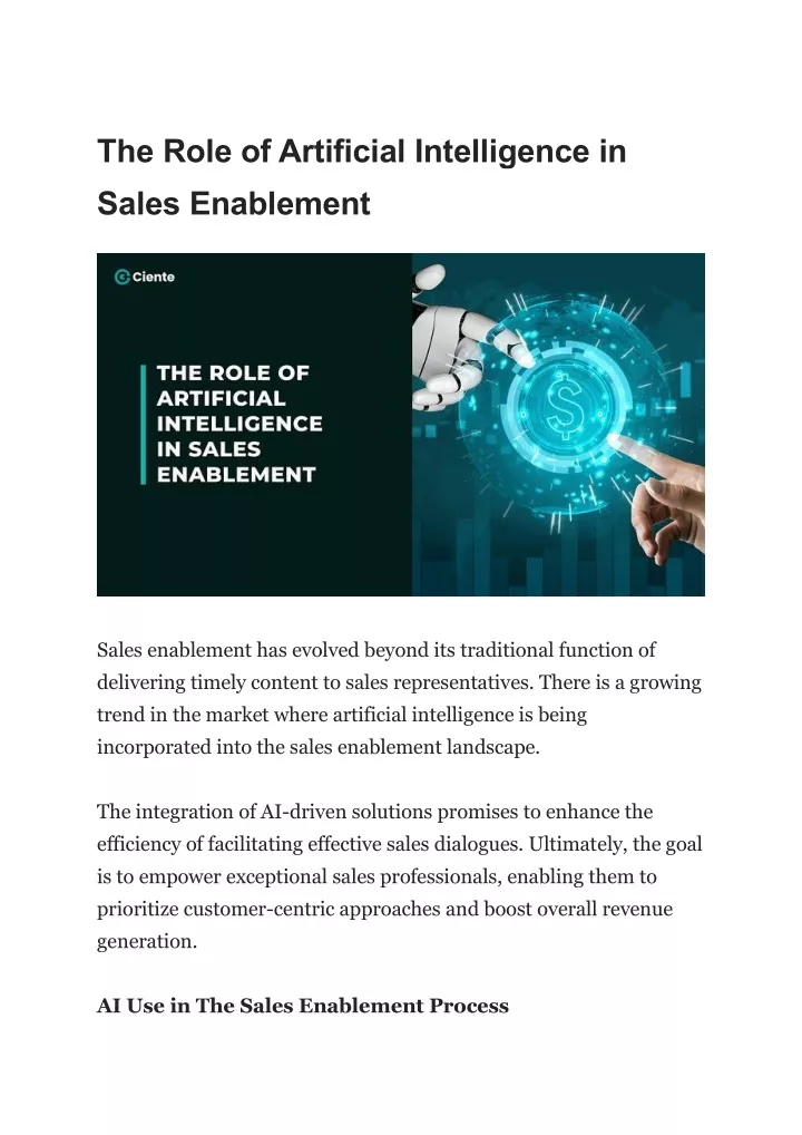 the role of artificial intelligence in sales