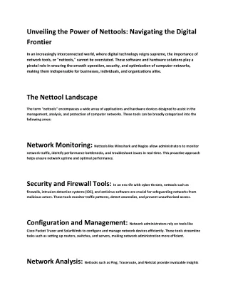 Unveiling the Power of Nettools: Navigating the Digital Frontier