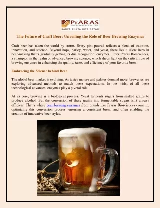 The Future of Craft Beer Unveiling the Role of Beer Brewing Enzymes