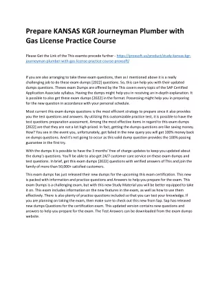 prepare kansas kgr journeyman plumber with