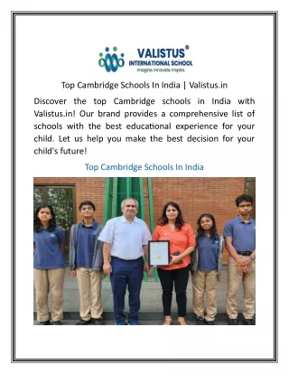 Top Cambridge Schools In India Valistus.in