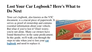 Lost Your Car Logbook? Here's What to Do Next