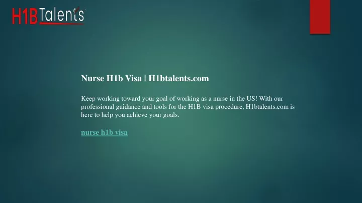 nurse h1b visa h1btalents com keep working toward