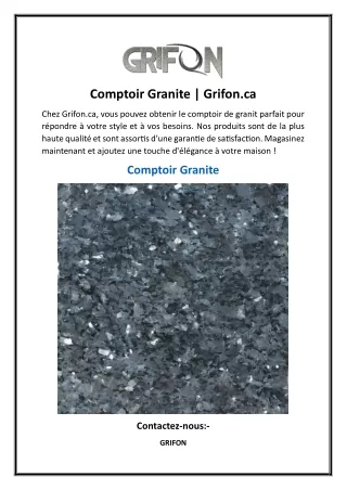 Comptoir Granite | Grifon.ca