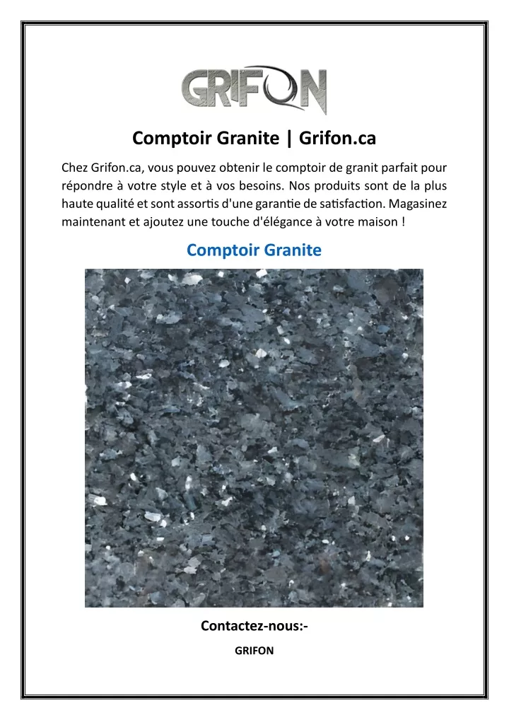 comptoir granite grifon ca