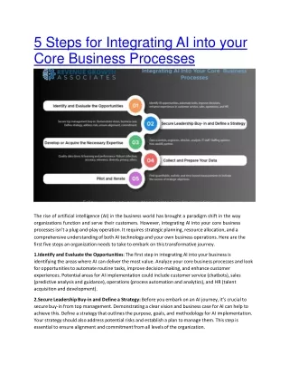 5 Steps for Integrating AI into your Core Business Processes