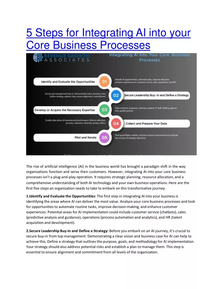 5 steps for integrating ai into your core business processes