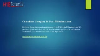 Consultant Company In Usa  H1btalents.com
