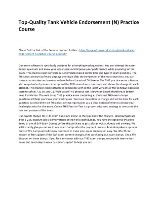 top quality tank vehicle endorsement n practice
