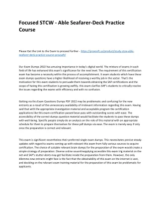 focused stcw able seafarer deck practice course