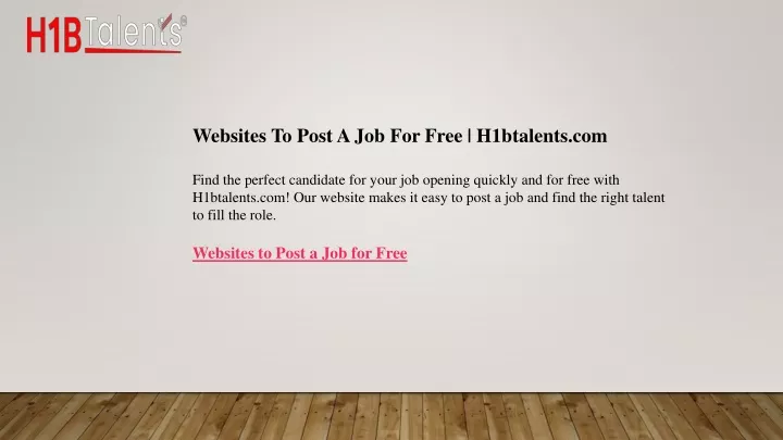 websites to post a job for free h1btalents