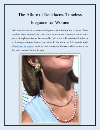 The Allure of Necklaces Timeless Elegance for Women