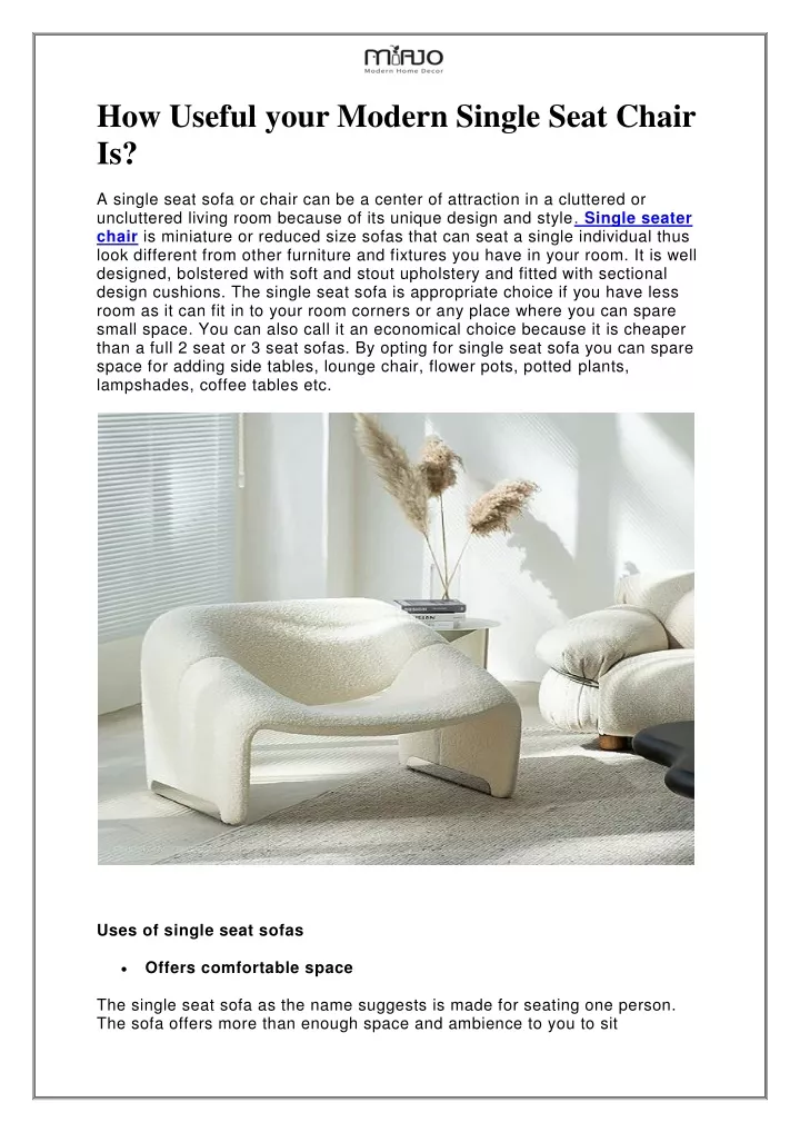 how useful your modern single seat chair is