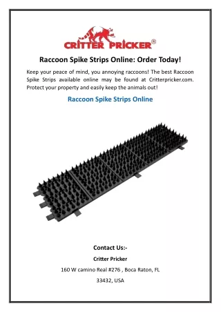 Raccoon Spike Strips Online: Order Today!