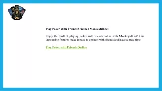 Play Poker With Friends Online  Monkeytilt.net