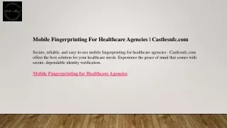 Mobile Fingerprinting For Healthcare Agencies  Castlesnfc.com