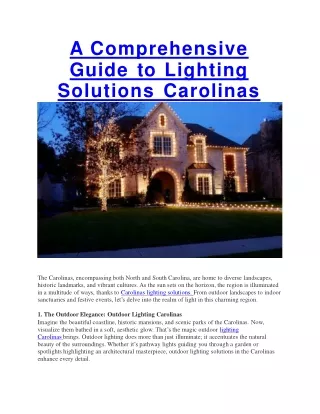 A Comprehensive Guide to Lighting Solutions Carolinas