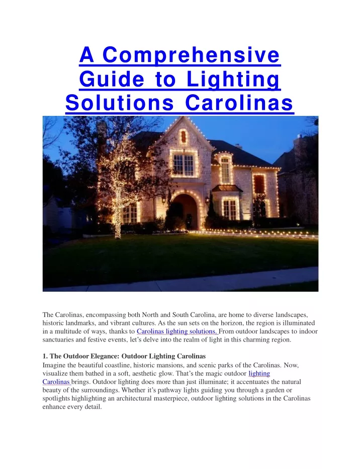 a comprehensive guide to lighting solutions carolinas