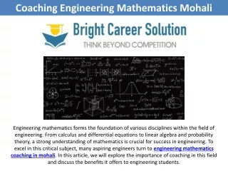 Coaching Engineering Mathematics Mohali