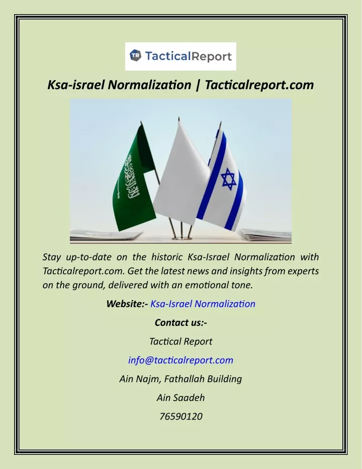 ksa israel normalization tacticalreport com