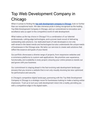 Top Web Development Company in Chicago