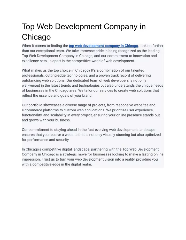 top web development company in chicago