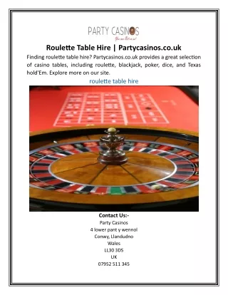 Roulette Table Hire | Partycasinos.co.uk