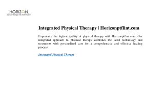 Integrated Physical Therapy  Horizonptflint.com