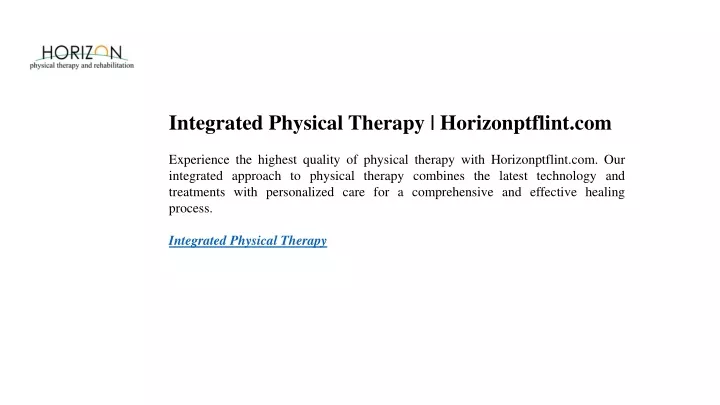 integrated physical therapy horizonptflint