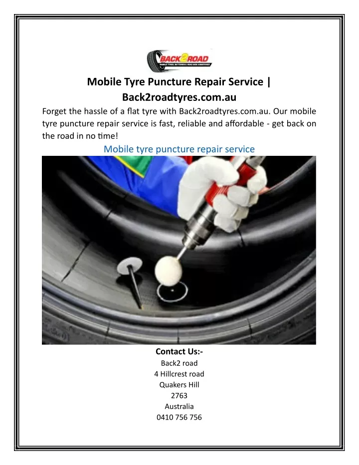 mobile tyre puncture repair service