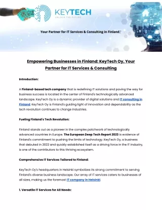 Empowering Businesses in Finland - KeyTech Oy, Your Partner for IT Services & Consulting