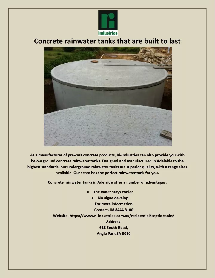 concrete rainwater tanks that are built to last