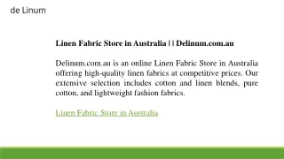 Linen Fabric Store in Australia  Delinum.com.au