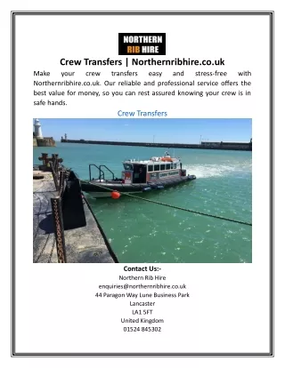 Crew Transfers | Northernribhire.co.uk