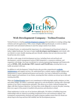 Web Development Company - TechnoTronixs