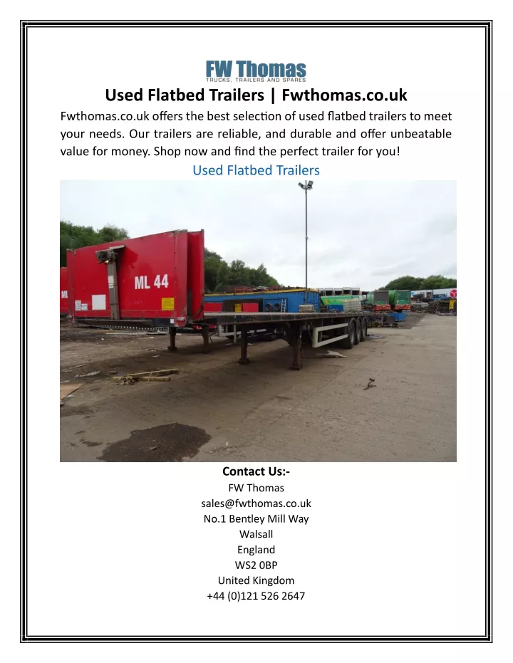 used flatbed trailers fwthomas co uk fwthomas