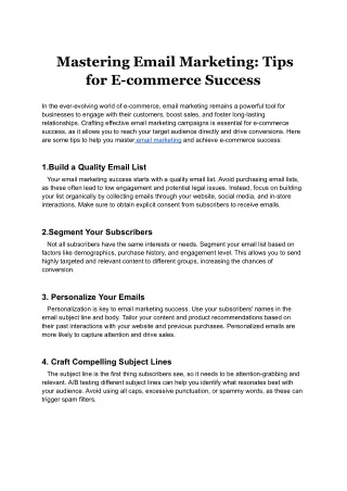 Mastering Email Marketing_ Tips for E-commerce Success