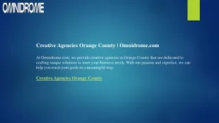 Creative Agencies Orange County  Omnidrome.com