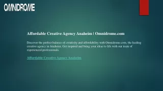 Affordable Creative Agency Anaheim  Omnidrome.com