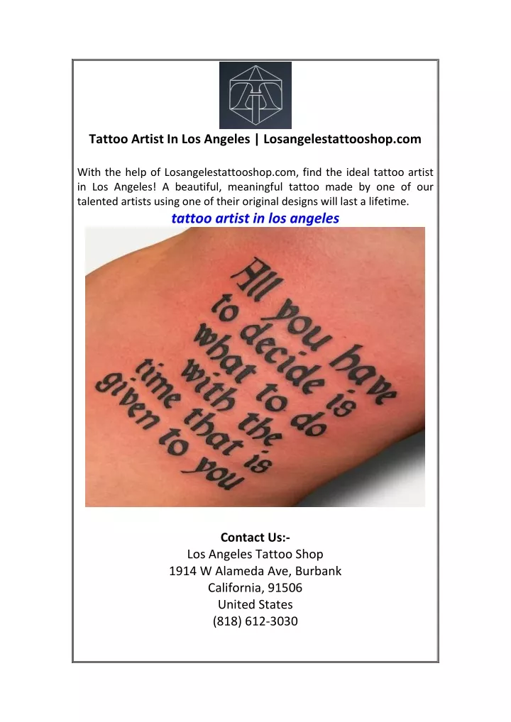 tattoo artist in los angeles losangelestattooshop