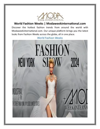World Fashion Weeks | Modaweekinternational.com