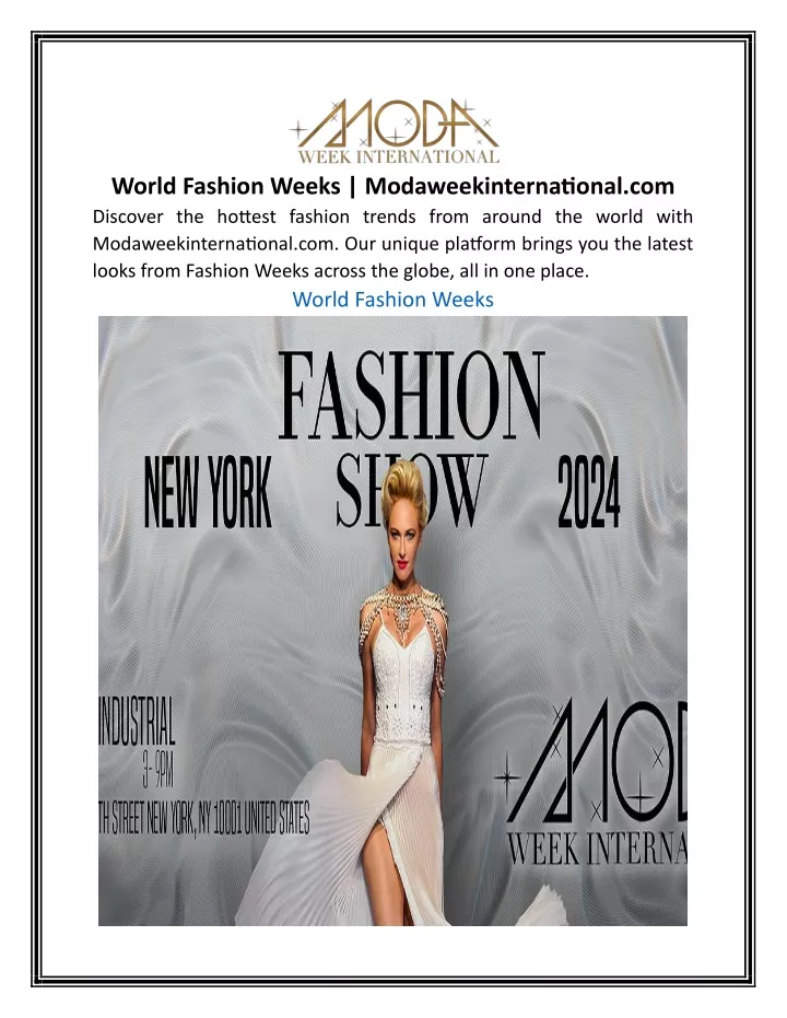 world fashion weeks modaweekinternational