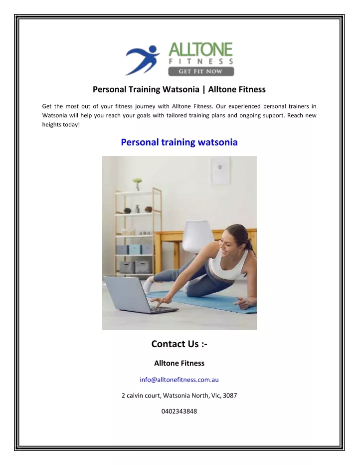 personal training watsonia alltone fitness