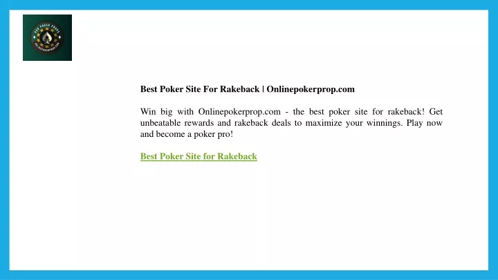 best poker site for rakeback onlinepokerprop