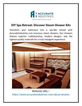 DIY Spa Retreat Discover Steam Shower Kits