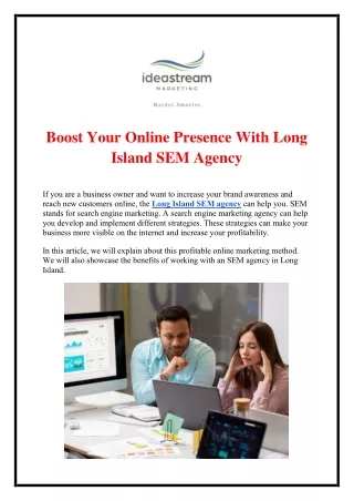 Boost Your Online Presence With Long Island SEM Agency