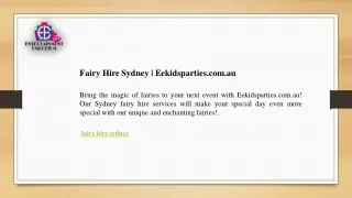 Fairy Hire Sydney  Eekidsparties.com.au